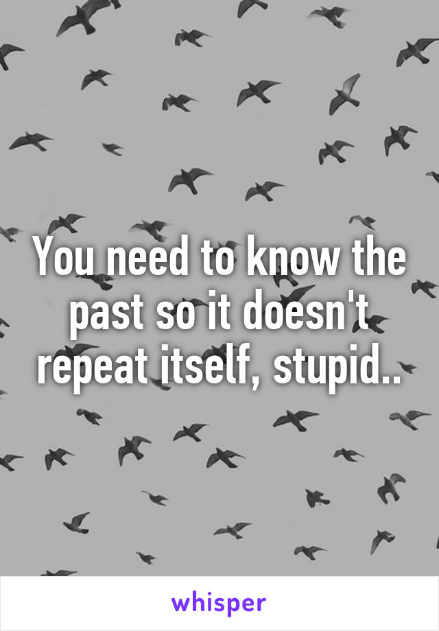 You need to know the past so it doesn't repeat itself, stupid..