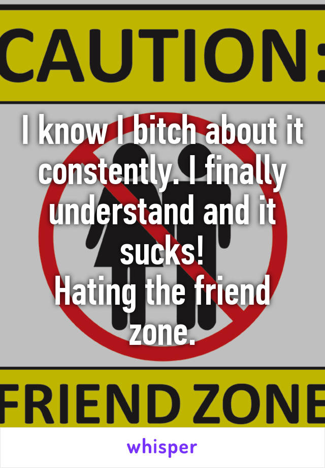 I know I bitch about it constently. I finally understand and it sucks!
Hating the friend zone.