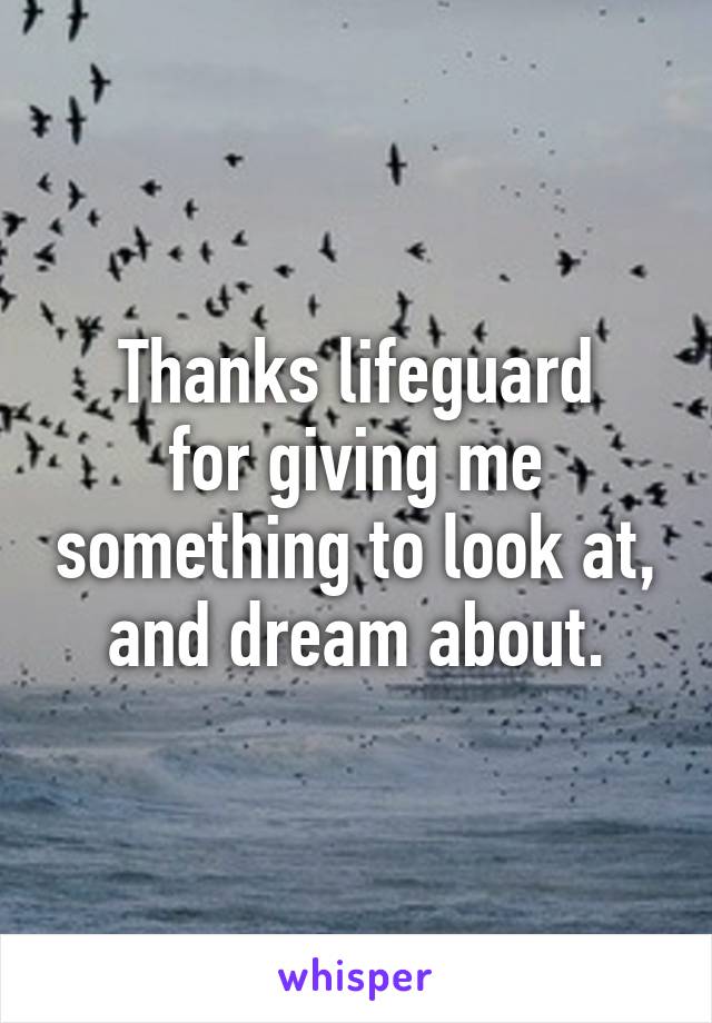 Thanks lifeguard
for giving me something to look at,
and dream about.