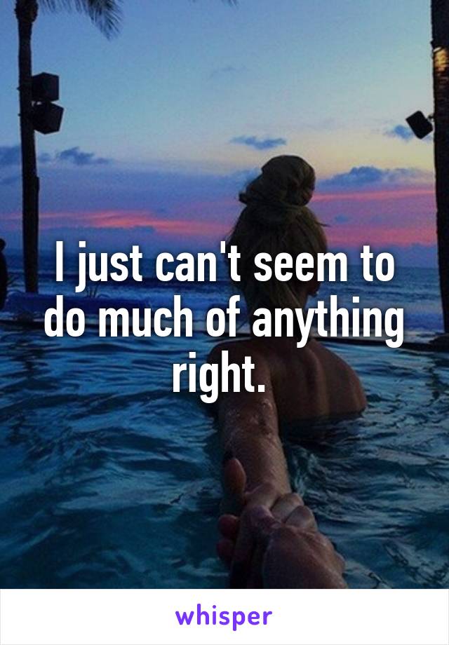 I just can't seem to do much of anything right. 