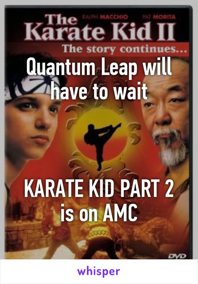 Quantum Leap will have to wait



KARATE KID PART 2 is on AMC