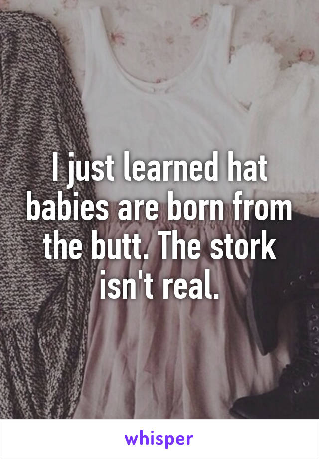 I just learned hat babies are born from the butt. The stork isn't real.