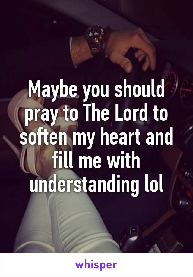 Maybe you should pray to The Lord to soften my heart and fill me with understanding lol