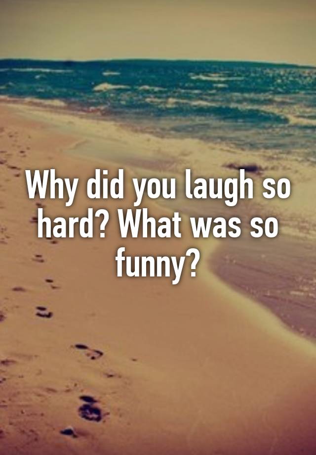 Why did you laugh so hard? What was so funny?