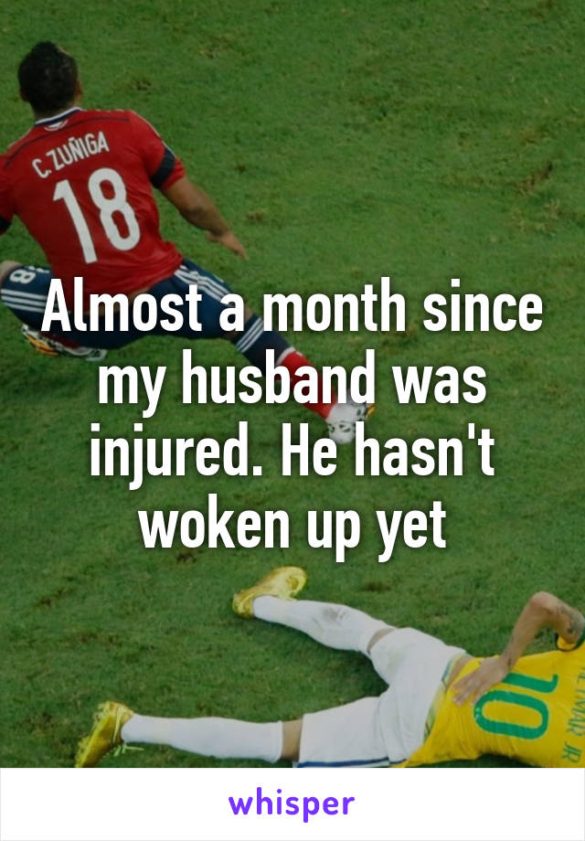 Almost a month since my husband was injured. He hasn't woken up yet