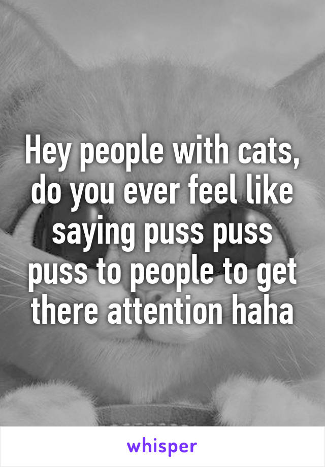 Hey people with cats, do you ever feel like saying puss puss puss to people to get there attention haha