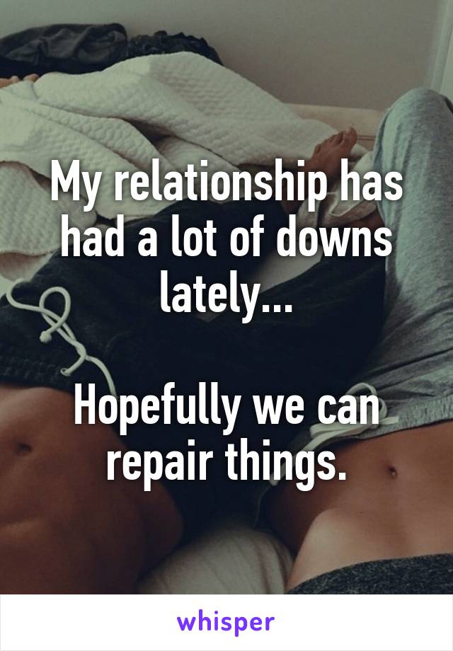 My relationship has had a lot of downs lately...

Hopefully we can repair things.