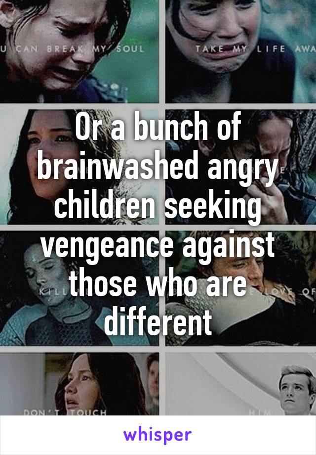 Or a bunch of brainwashed angry children seeking vengeance against those who are different