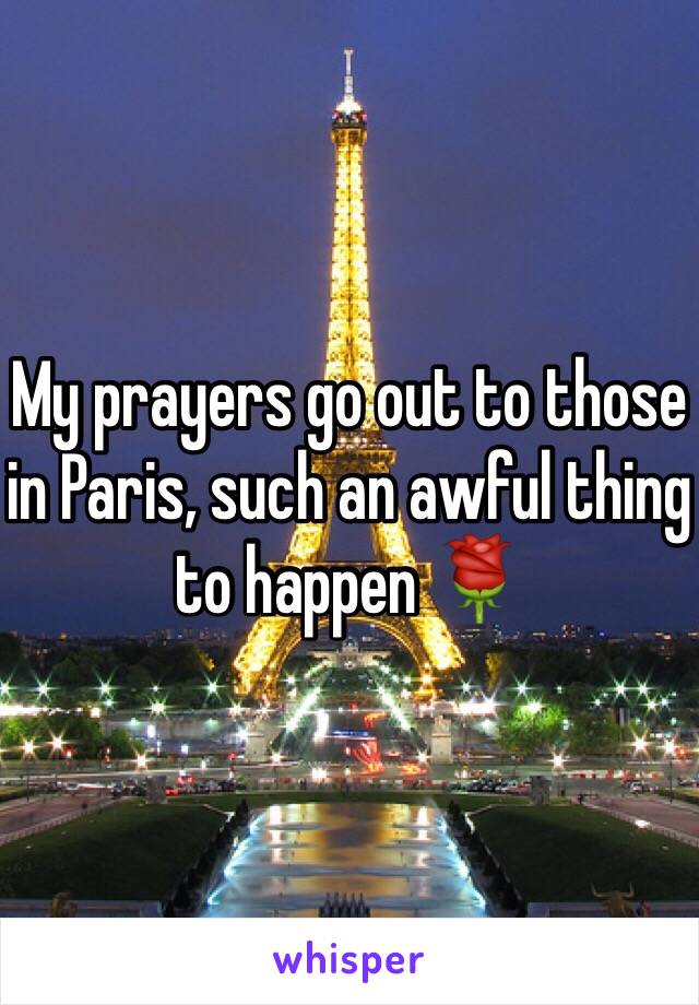 My prayers go out to those in Paris, such an awful thing to happen 🌹