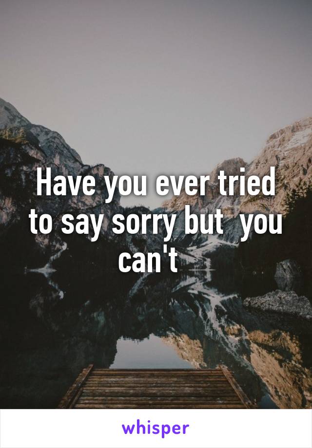 Have you ever tried to say sorry but  you can't  