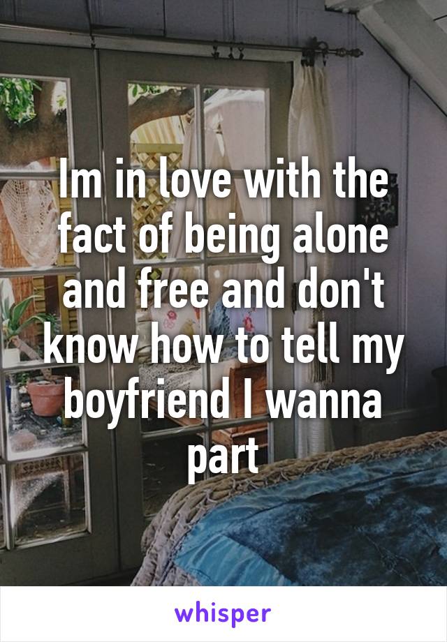 Im in love with the fact of being alone and free and don't know how to tell my boyfriend I wanna part