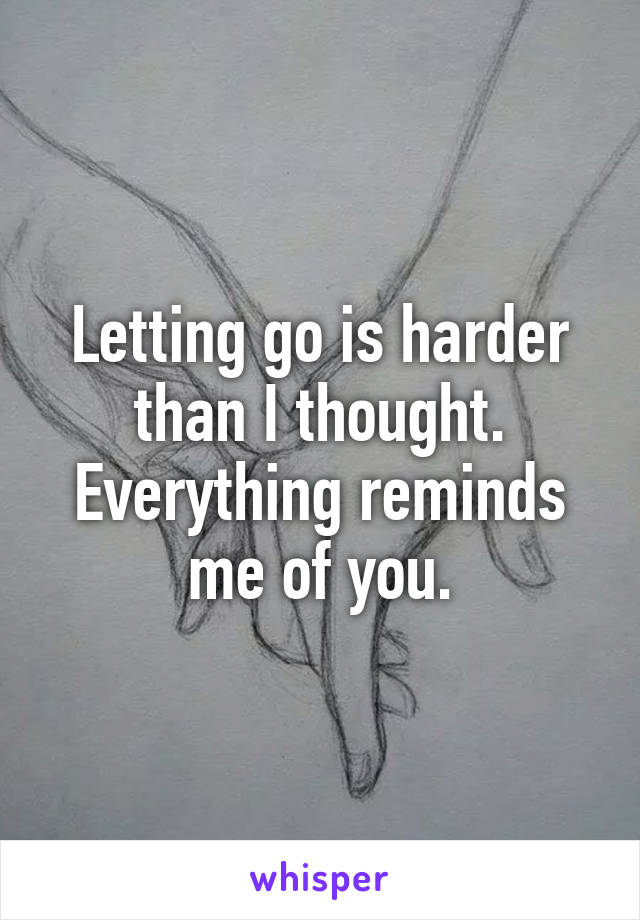 Letting go is harder than I thought. Everything reminds me of you.