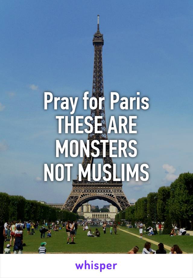 Pray for Paris
THESE ARE MONSTERS
NOT MUSLIMS
