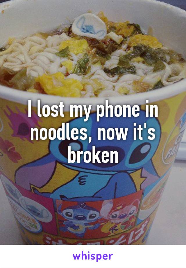 I lost my phone in noodles, now it's broken