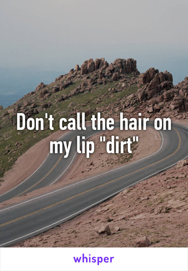 Don't call the hair on my lip "dirt"