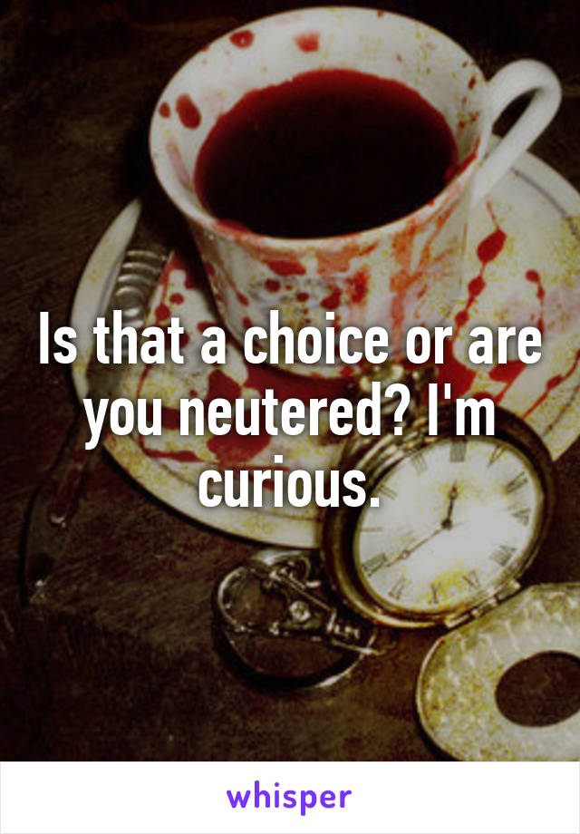Is that a choice or are you neutered? I'm curious.