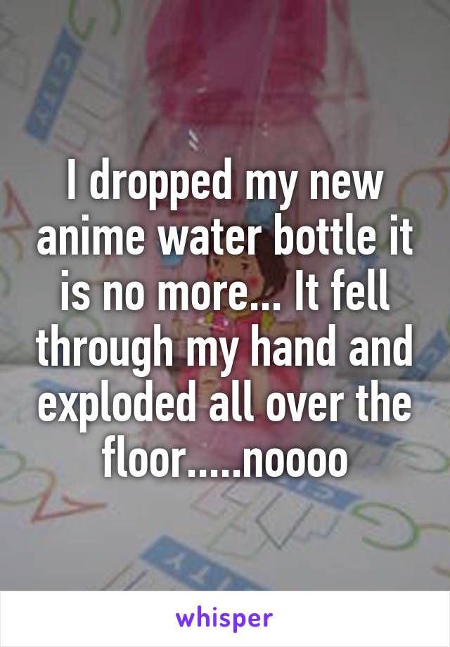 I dropped my new anime water bottle it is no more... It fell through my hand and exploded all over the floor.....noooo