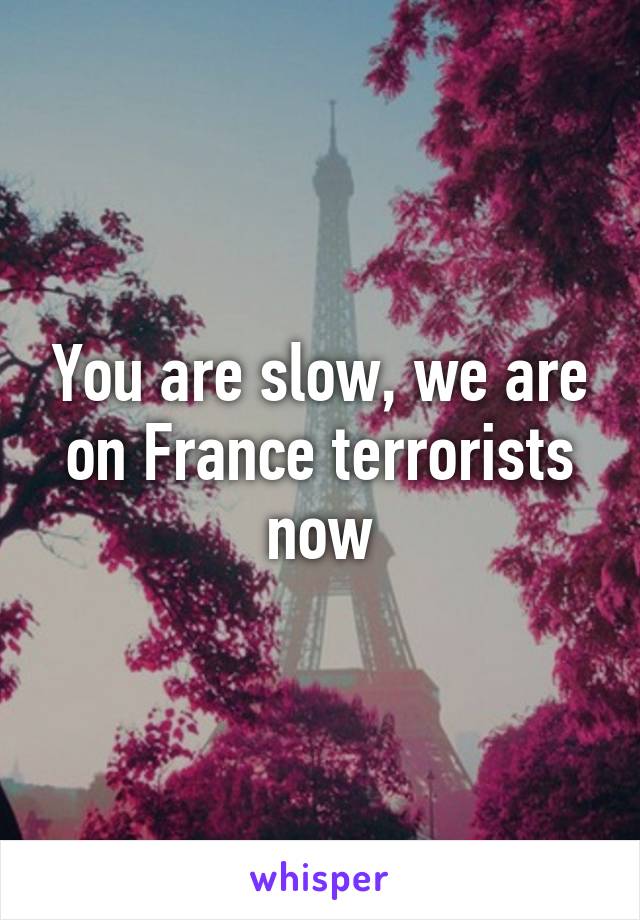 You are slow, we are on France terrorists now
