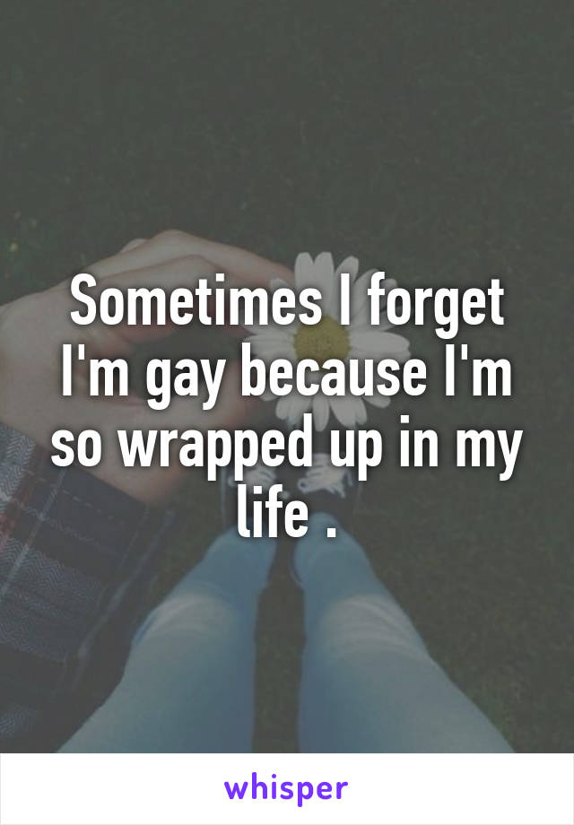 Sometimes I forget I'm gay because I'm so wrapped up in my life .