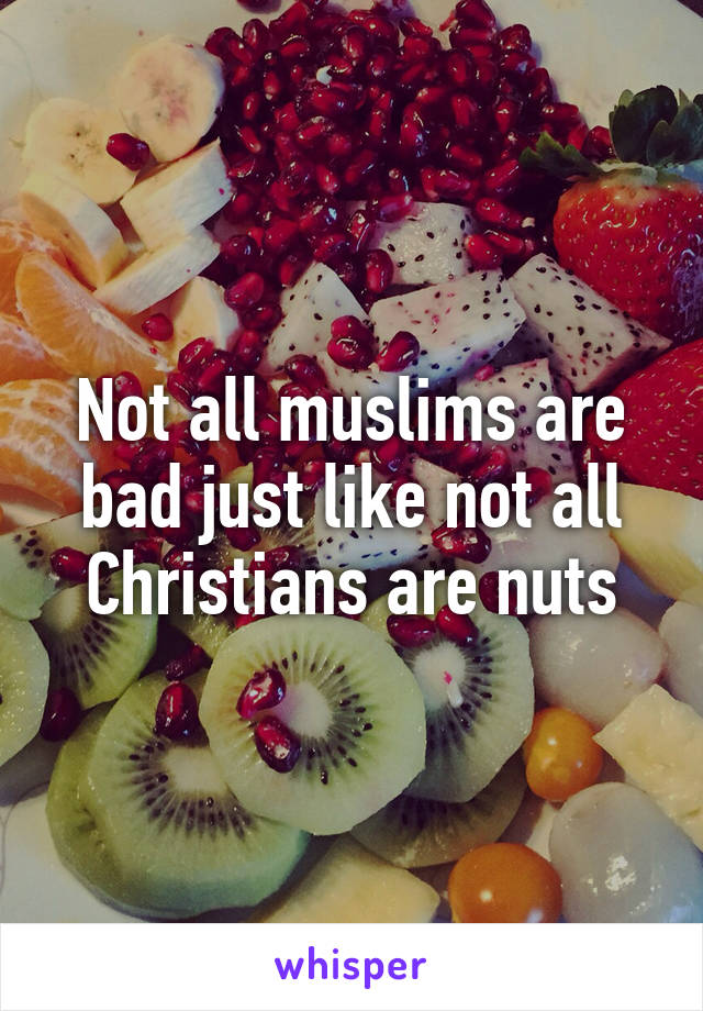 Not all muslims are bad just like not all Christians are nuts
