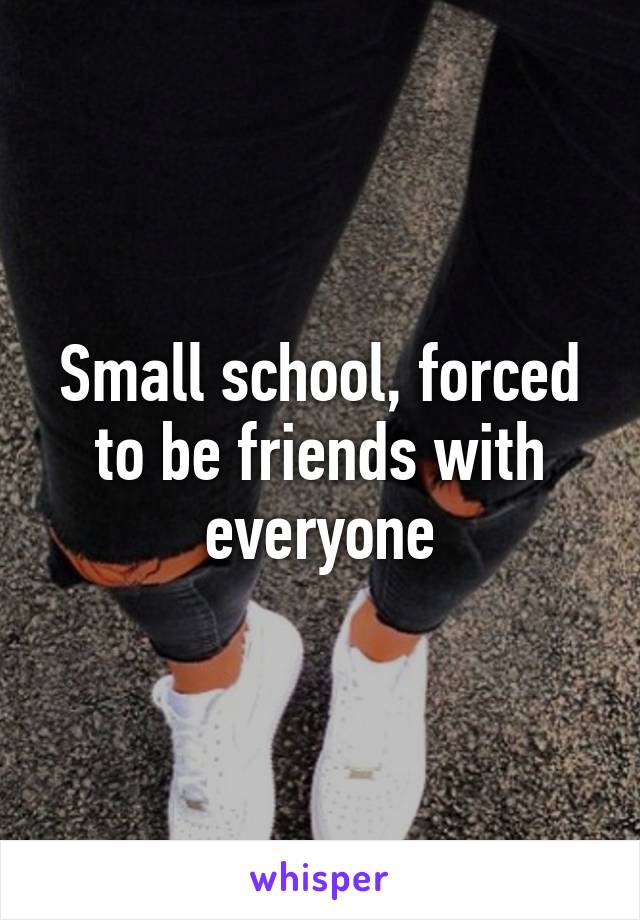 Small school, forced to be friends with everyone