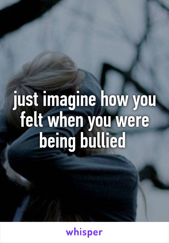 just imagine how you felt when you were being bullied 