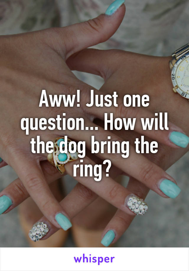 Aww! Just one question... How will the dog bring the ring? 