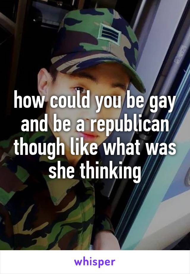 how could you be gay and be a republican though like what was she thinking
