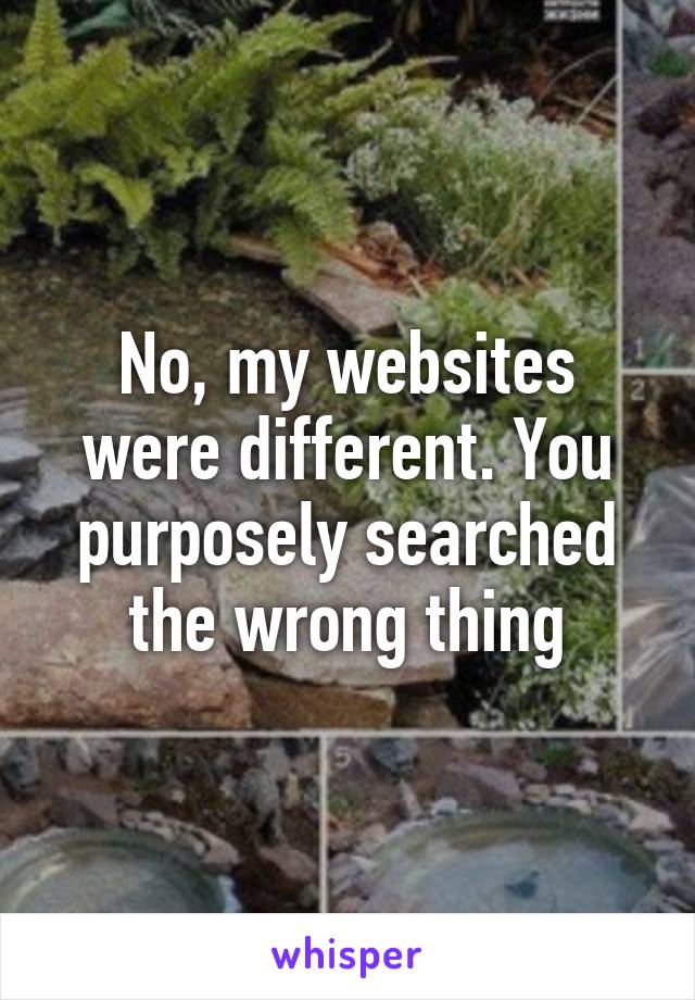 No, my websites were different. You purposely searched the wrong thing