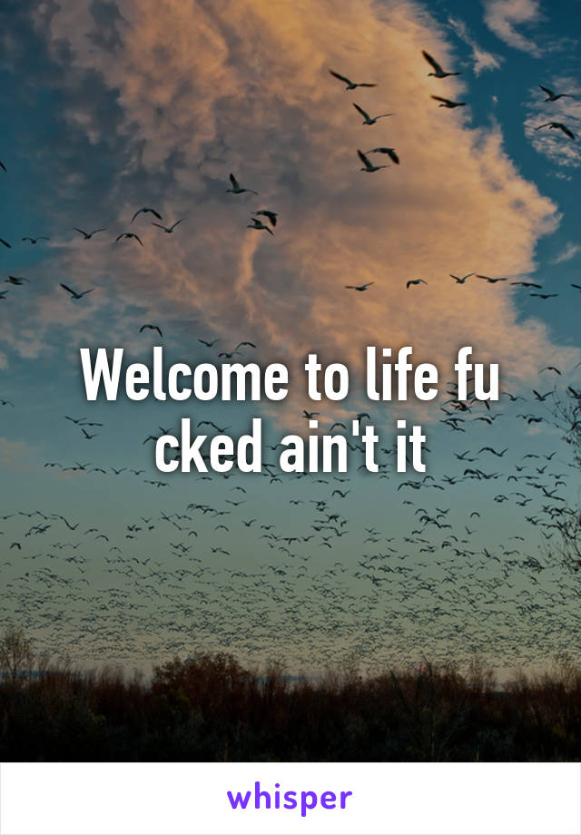 Welcome to life fu cked ain't it