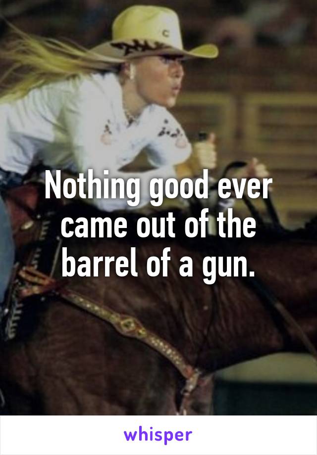 Nothing good ever came out of the barrel of a gun.