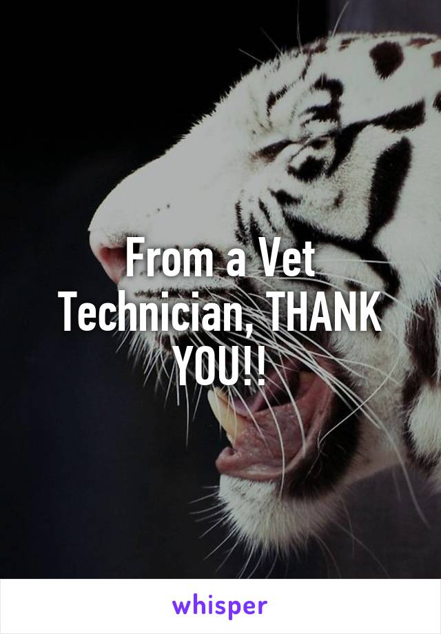 From a Vet Technician, THANK YOU!!