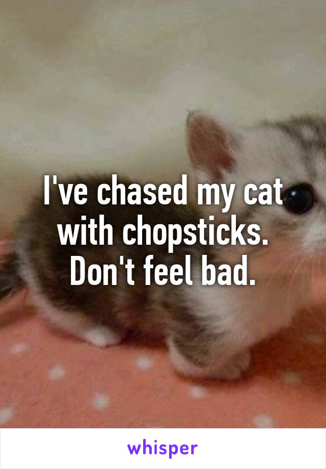I've chased my cat with chopsticks. Don't feel bad.