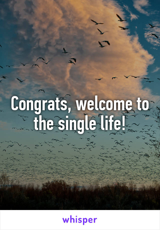 Congrats, welcome to the single life!