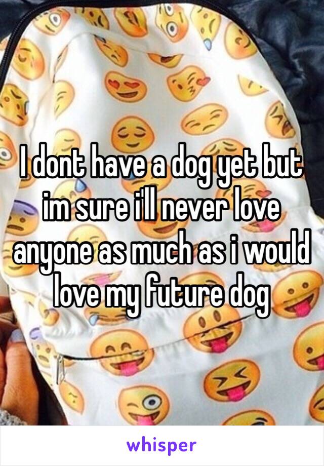 I dont have a dog yet but im sure i'll never love anyone as much as i would love my future dog 