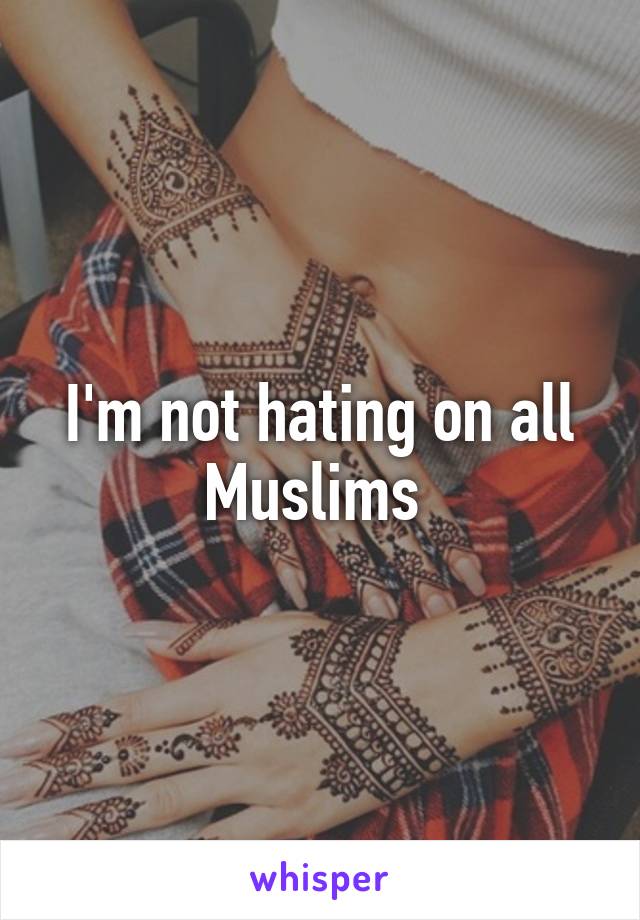 I'm not hating on all Muslims 
