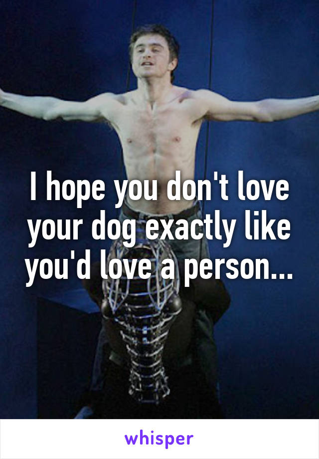 I hope you don't love your dog exactly like you'd love a person...