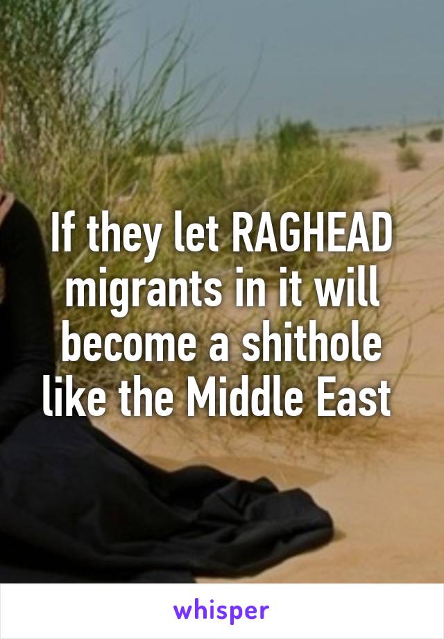 If they let RAGHEAD migrants in it will become a shithole
like the Middle East 