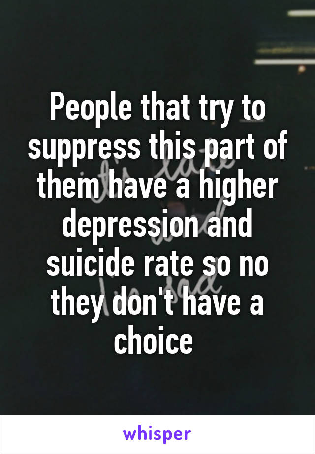 People that try to suppress this part of them have a higher depression and suicide rate so no they don't have a choice 