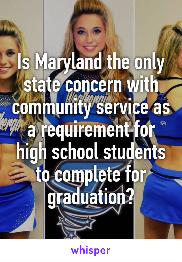 Is Maryland the only state concern with community service as a requirement for high school students to complete for graduation?