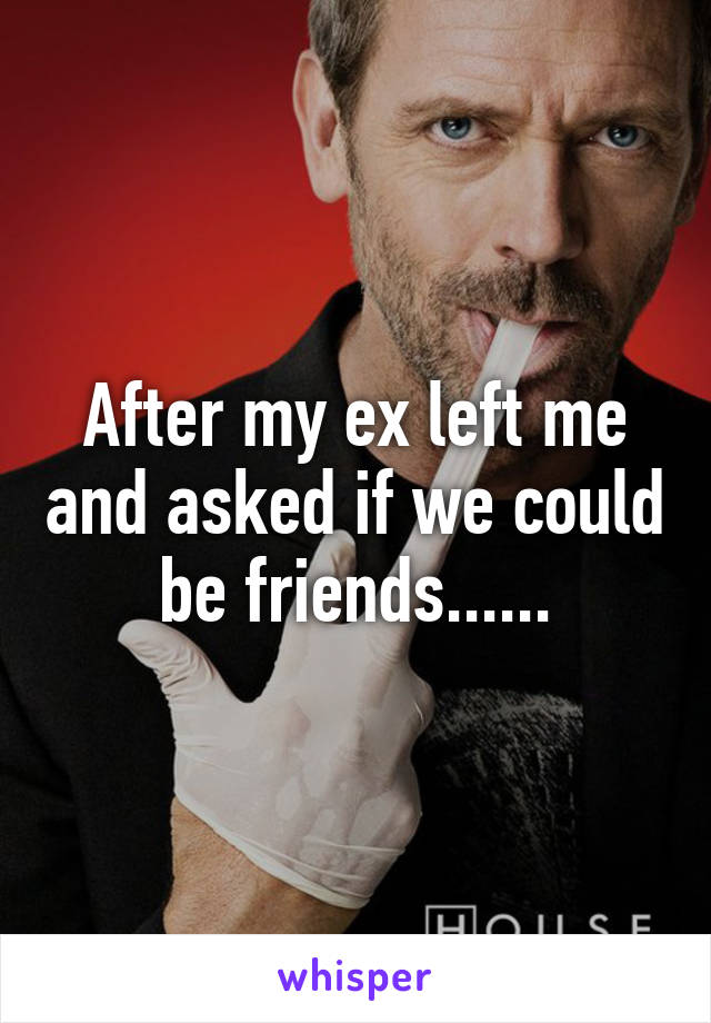 After my ex left me and asked if we could be friends......