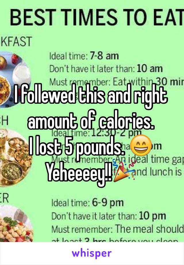 I follewed this and right amount of calories.
I lost 5 pounds. 😄
Yeheeeey!!🎉