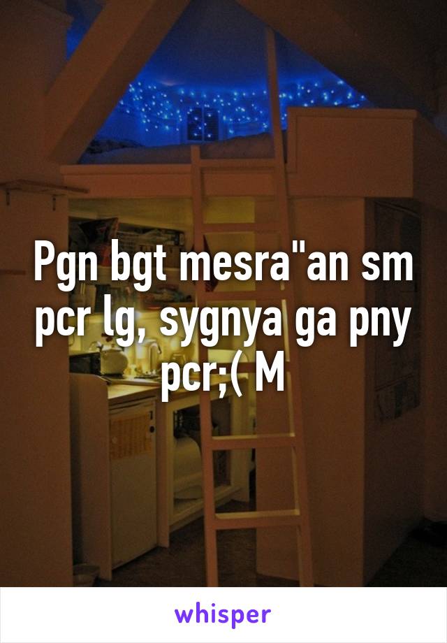 Pgn bgt mesra"an sm pcr lg, sygnya ga pny pcr;( M