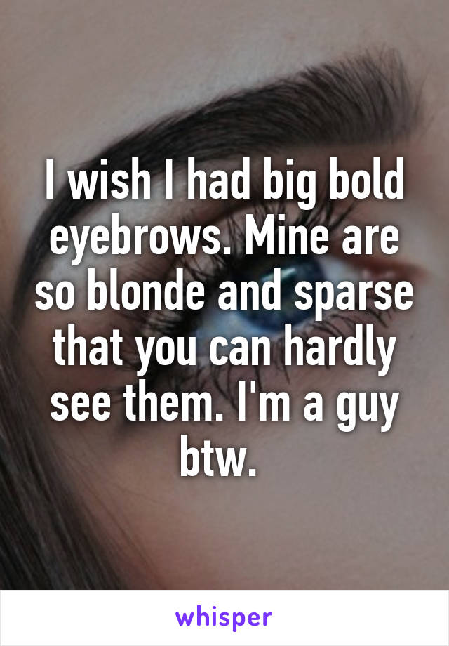 I wish I had big bold eyebrows. Mine are so blonde and sparse that you can hardly see them. I'm a guy btw. 