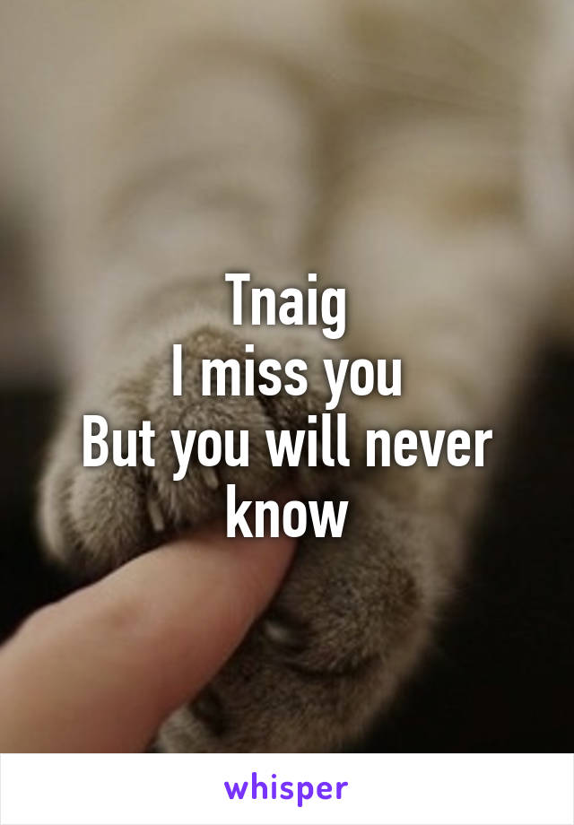 Tnaig
I miss you
But you will never know