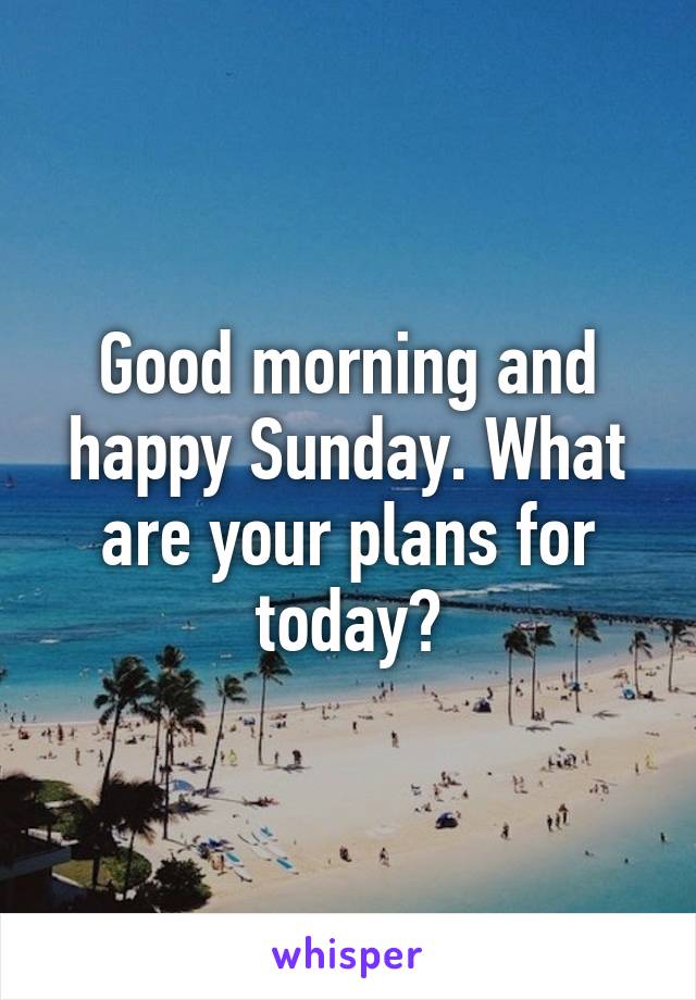 Good morning and happy Sunday. What are your plans for today?