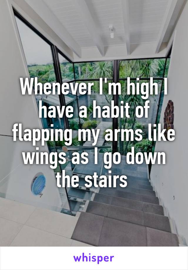 Whenever I'm high I have a habit of flapping my arms like wings as I go down the stairs 