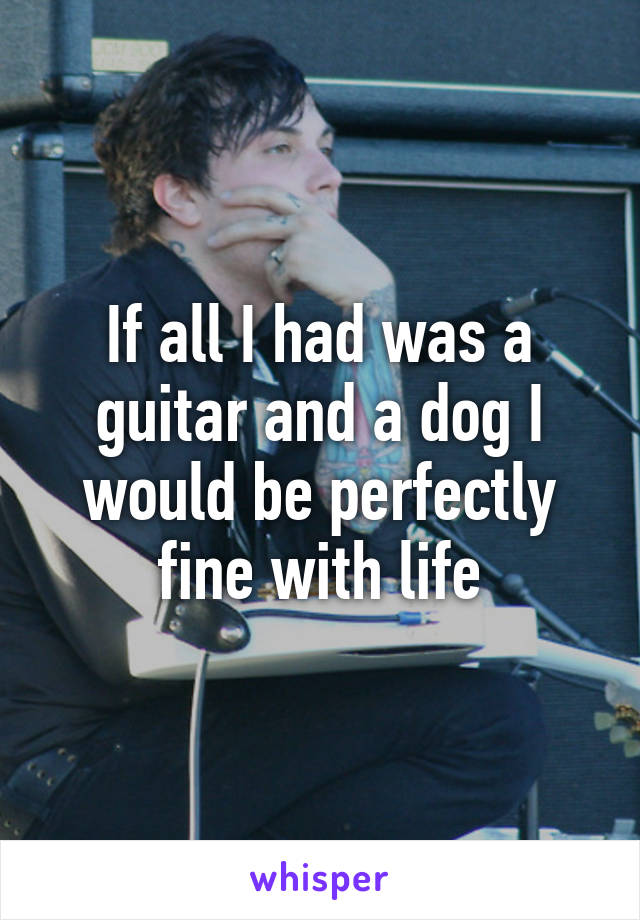 If all I had was a guitar and a dog I would be perfectly fine with life