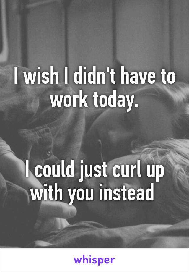 I wish I didn't have to work today.


I could just curl up with you instead 