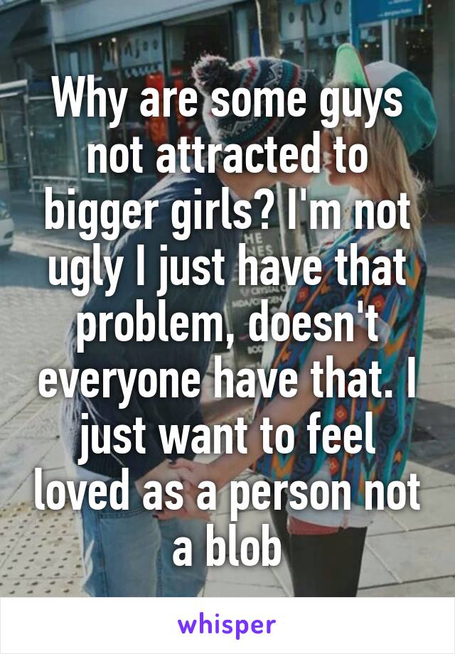 Why are some guys not attracted to bigger girls? I'm not ugly I just have that problem, doesn't everyone have that. I just want to feel loved as a person not a blob